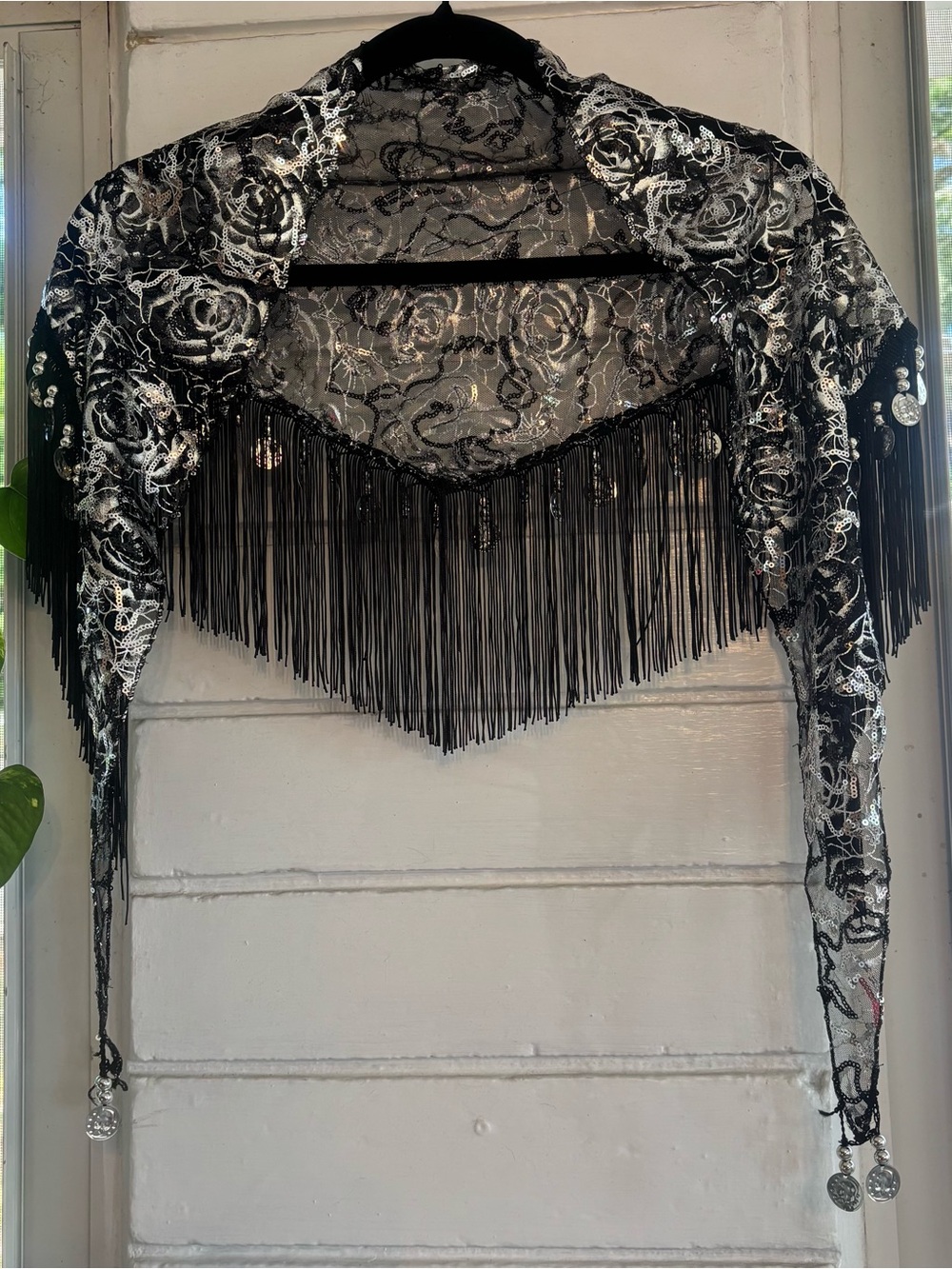 Boho Festival Lace & Fringe Coin Wrap Skirt/Shawl